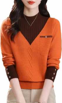 Женский лоскутный тонкий вязаный свитер  джемперы