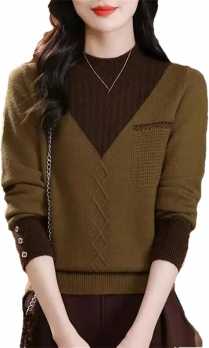 Женский лоскутный тонкий вязаный свитер  джемперы