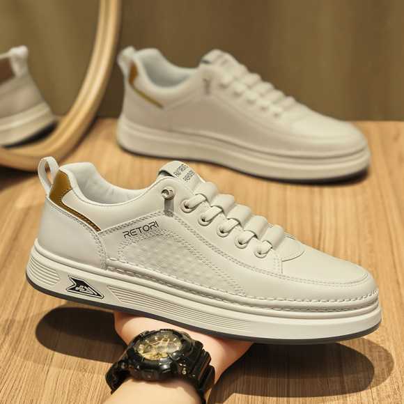 мужские кроссовки с кожаным верхом и дышащими 9987