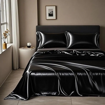 С подушкой черное шелковое постельное белье  230x250